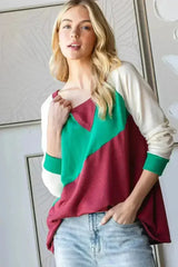 HOPELY Full Size Color Block Long Sleeve T-Shirt - Femstylo