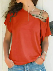 Asymmetrical Neck T-Shirt – Modern Basic with Edge - Femstylo