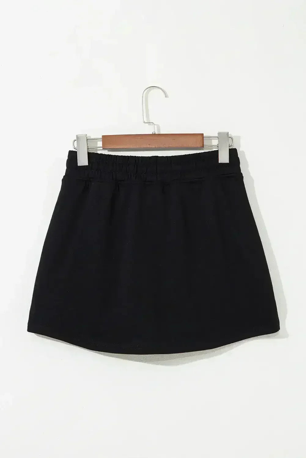 Black French Terry Drawstring Mini Skort with Pockets - Femstylo