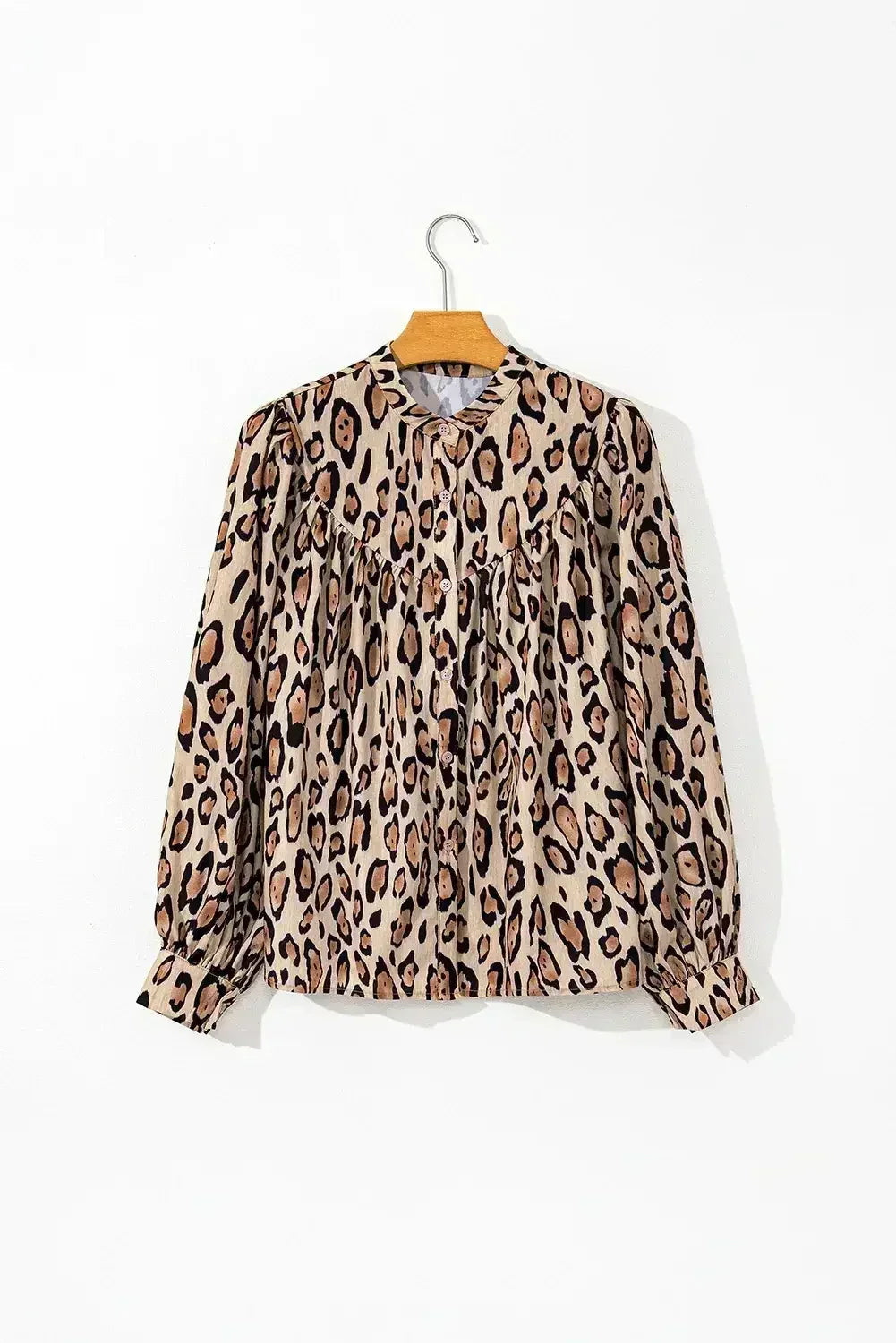 Light Leopard Print Balloon Sleeve Loose Blouse | Femstylo - Femstylo