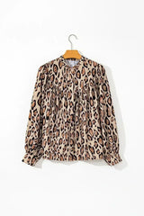 Light Leopard Print Balloon Sleeve Loose Blouse | Femstylo - Femstylo