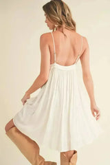 Aemi + Co Ruched Plunge Mini Cami Dress - Femstylo