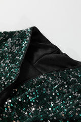 Evergreen Glitter Sequin Open Front Long Sleeve Top