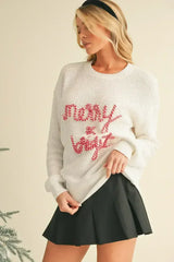 Bright White Merry & Bright Christmas Sweater - Femstylo