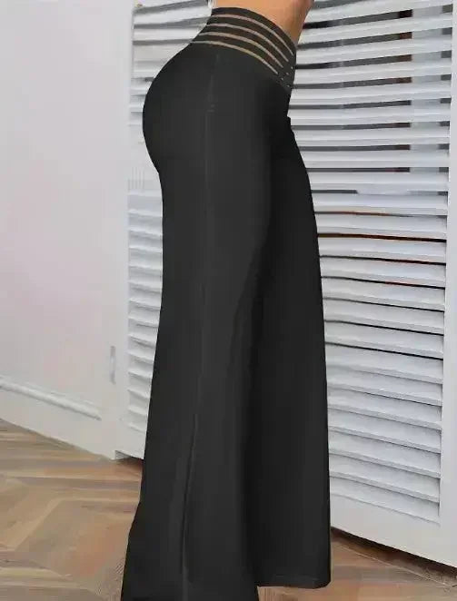 Solid Color Hollow High Waist Slimming Fashion Versatile Pants - Femstylo