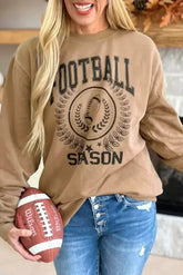 Khaki Game Day Rugby FOOTBALL SEASON Graphic Sweatshirt - Femstylo