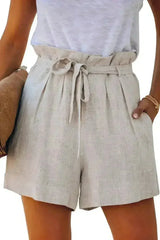Tie Waist Casual Shorts with Pockets - Femstylo