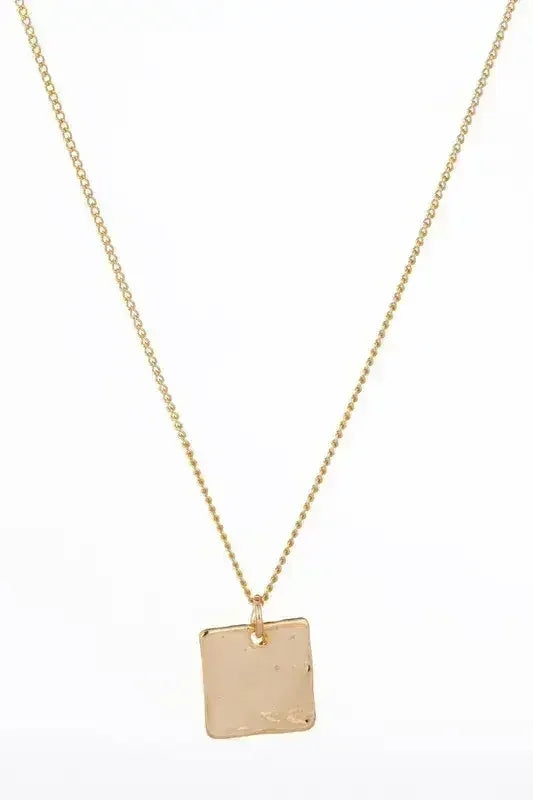 Gold Twisted Ring & Square Pendant Necklace Set - Nickel-Free - Femstylo