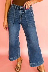 Ashleigh Blue Cropped High Rise Wide Leg Jeans - Femstylo