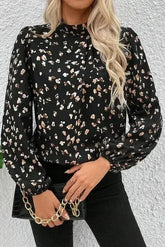 White Leopard Print Lantern Sleeve Blouse | Femstylo - Femstylo