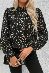 White Leopard Print Lantern Sleeve Blouse | Femstylo - Femstylo