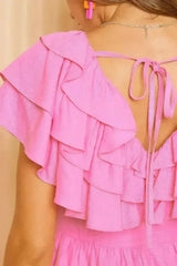 Idem Ditto Ruffled Layered Tie Back Romper - Femstylo