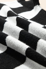 Light French Beige Checkered Knit Dolman Short Sleeve Sweater