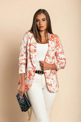 Rose Pink Long Blazer with 3/4 Sleeves | Italian Made - Femstylo