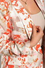 Rose Pink Long Blazer with 3/4 Sleeves | Italian Made - Femstylo