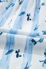 Sky Blue Floral Smocked A-Line Tie Straps Maxi Dress - Femstylo