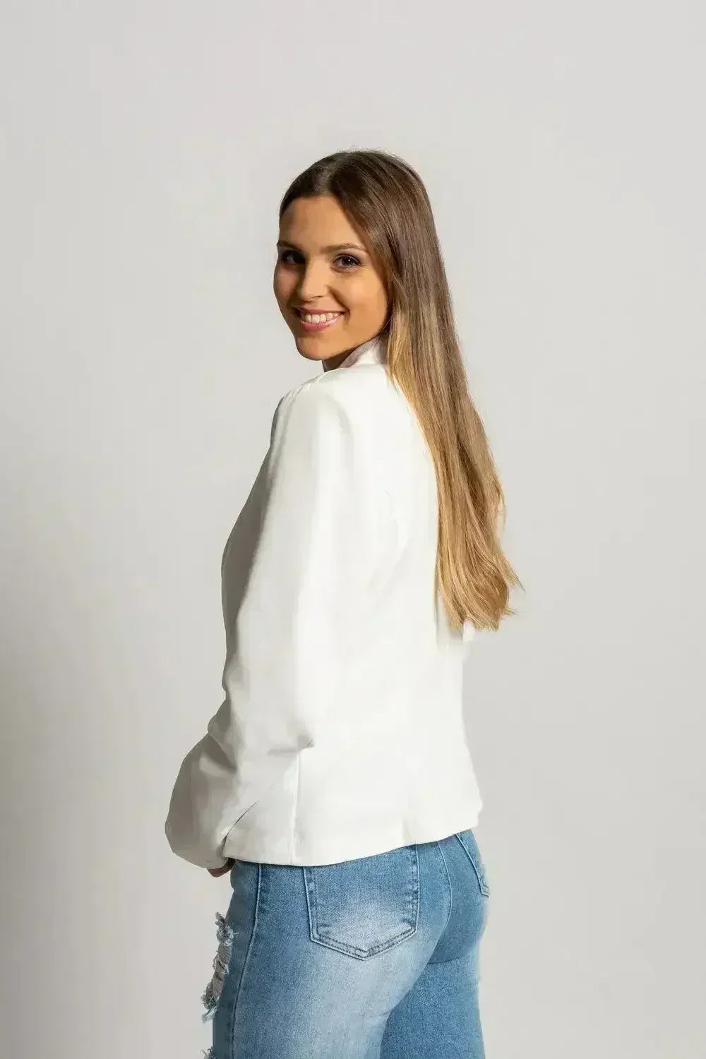 White Softina Classic Blazer - Italian Tailored | Femstylo - Femstylo
