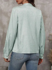 Striped Tie Neck Long Sleeve Blouse – Femstylo - Femstylo