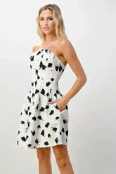 Strapless Printed A-Line Dress - Femstylo