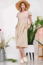 Celeste Plus Size Polka Dot Round Neck Flutter Sleeve Midi Dress - Femstylo