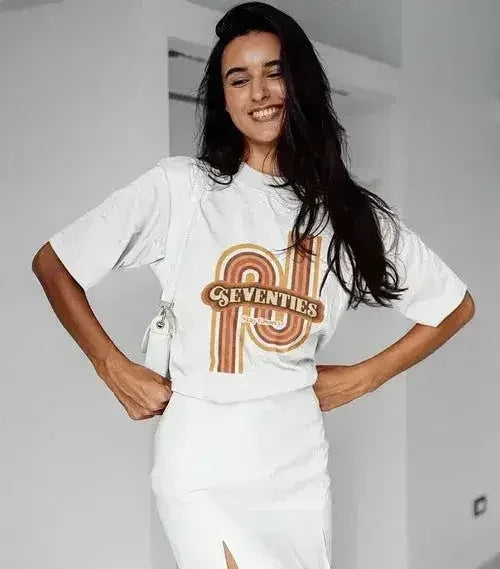 Womens Retro 70's Cotton T-Shirt - Femstylo