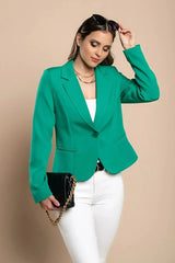 Blazer s klasičnim ovratnikom Softina, zelen - Femstylo