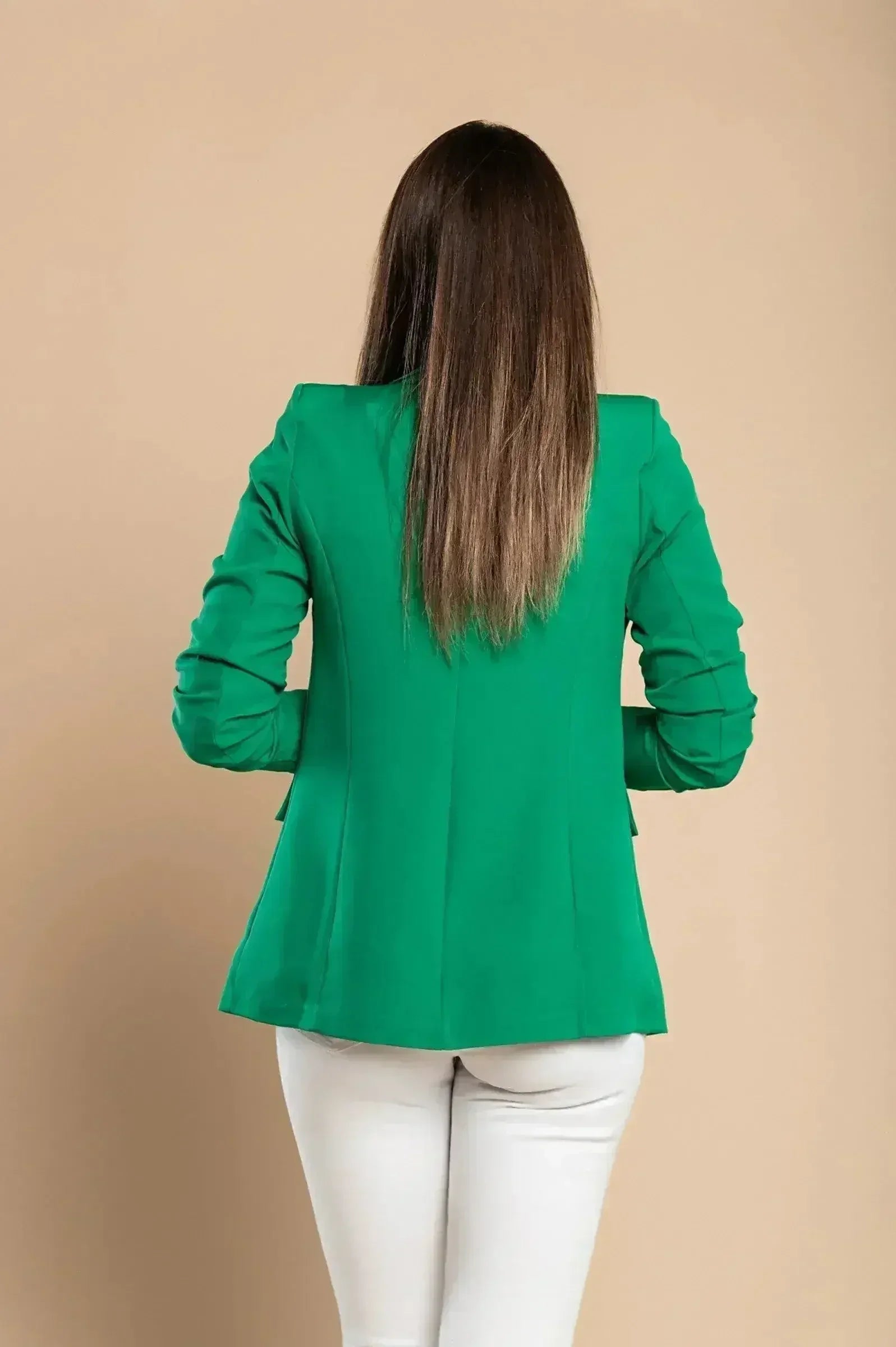 Daljši blazer s klasičnim ovratnikom Turina, zelen - Femstylo