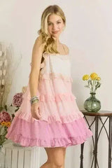 Swiss Dot Ruffled Tiered Lined Mini Dress | Femstylo - Femstylo