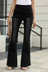 Black Distressed Ripped Bell Bottom Denim Pants - Femstylo