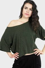 Lumi Organic Crop Top - Bamboo-Cotton Bateau Neck | Femstylo - Femstylo