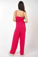 VERY J Pintuck Detail Woven Sleeveless Jumpsuit - Femstylo