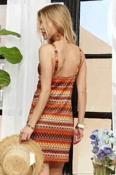 ADORA Contrast Striped V-Neck Mini Dress - Femstylo