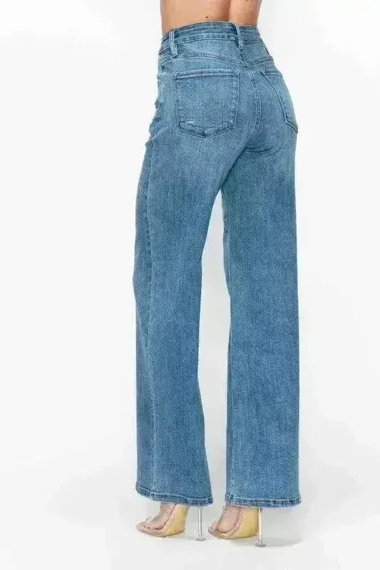 bytos Full Size High Rise Wide Leg Jeans with Pockets - Femstylo
