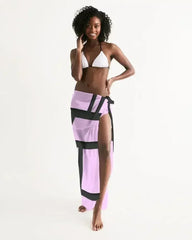 Sheer Sarong Swimsuit Cover Up Wrap / Geometric Lavender and Black - Femstylo