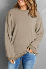 Women Ribbed Sweatshirt - Relaxed Pullover | Femstylo - Femstylo