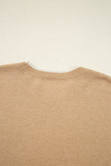 Tan Leopard Print Bow Decor Split Cuff Sweater - Femstylo