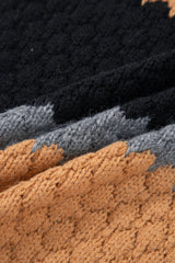 Khaki Colorblock High Neck Baggy Sweater