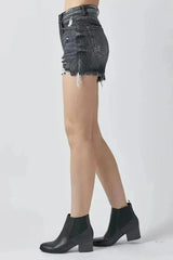 RISEN Full Size High Rise Distressed Denim Shorts - Femstylo