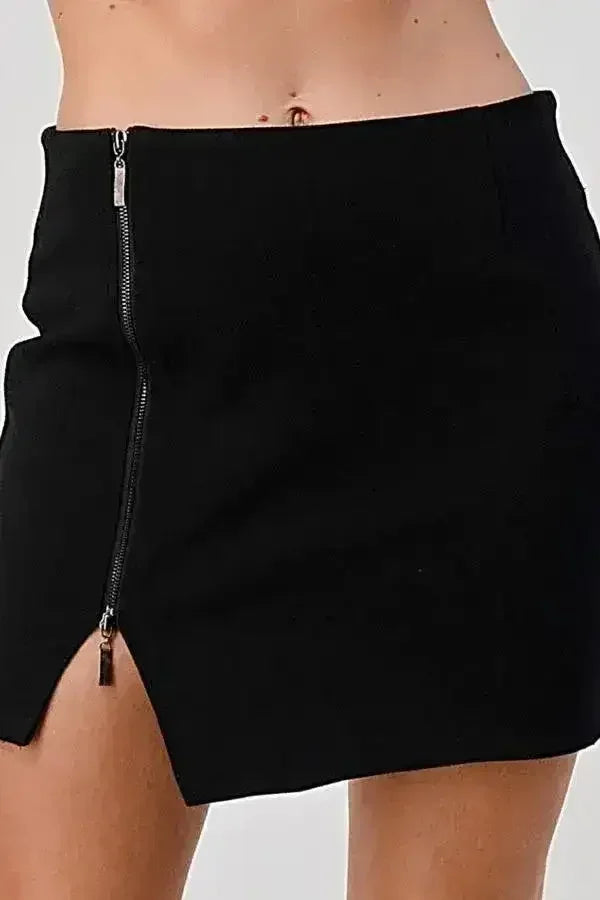 High-Waisted Zip-Front Mini Skirt - Femstylo