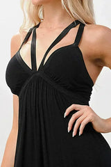 Strappy V-Neck Maxi Dress with Flowy Silhouette - Femstylo