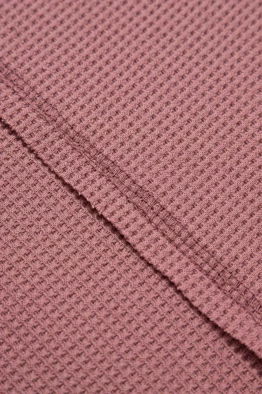 Blue Exposed Seam Drop Sleeve V Neck Waffle Textured Top - Femstylo