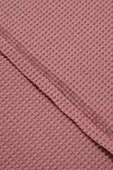 Blue Exposed Seam Drop Sleeve V Neck Waffle Textured Top