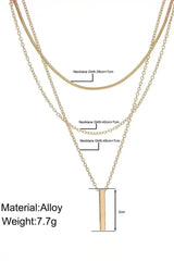 Gold Bar Pendant Layered Adjustable Chain Necklace - Femstylo