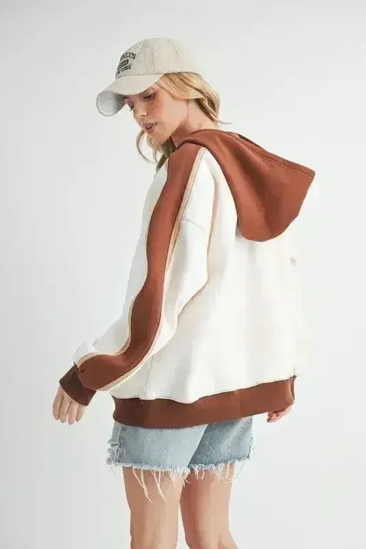 Color Block Hoodie - Kangaroo Pocket Sweatshirt | Femstylo - Femstylo