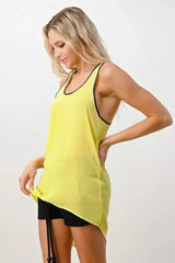 Scoop Neck Tank Top with Contrast Trim - Femstylo
