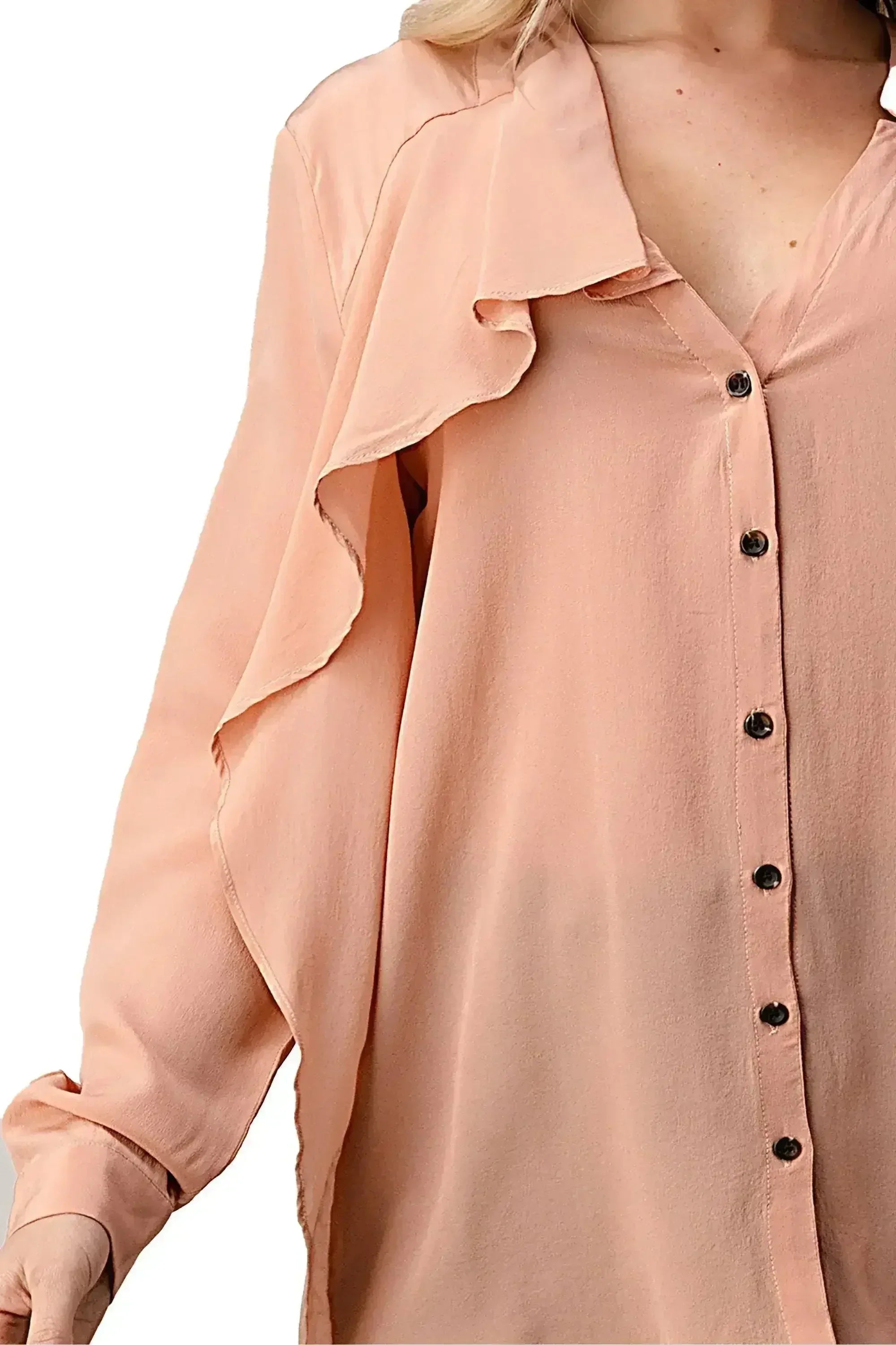 Ruffle Detail Button-Up Blouse - Femstylo