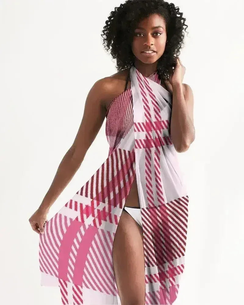 Sheer Plaid Pink Swimsuit Cover Up - Femstylo