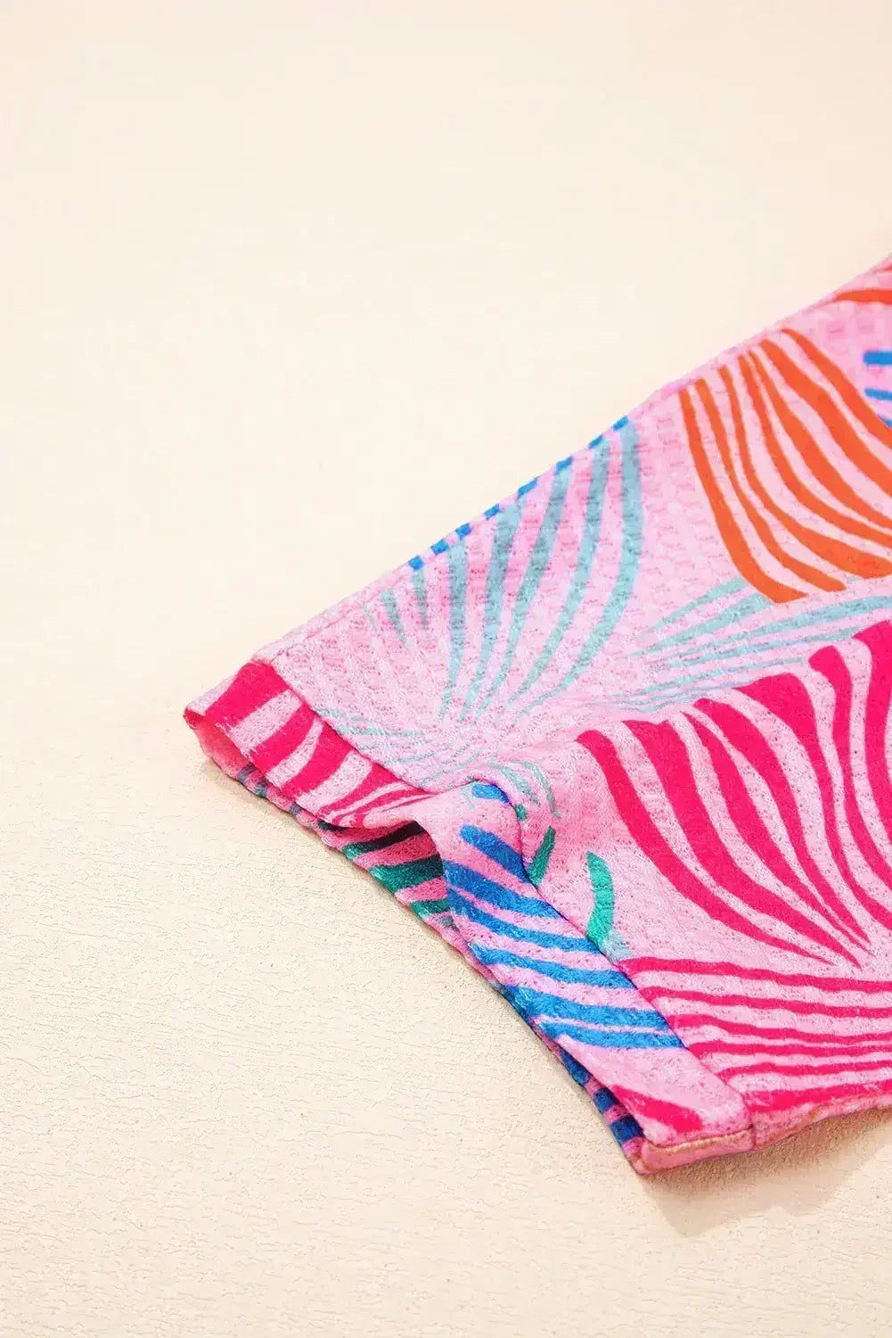 Sky Blue Bowknot Print Waffle Loose Tee - Femstylo