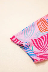 Sky Blue Bowknot Print Waffle Loose Tee - Femstylo