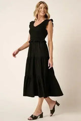 Mittoshop Smocked Ruffled Tiered Midi Dress - Femstylo